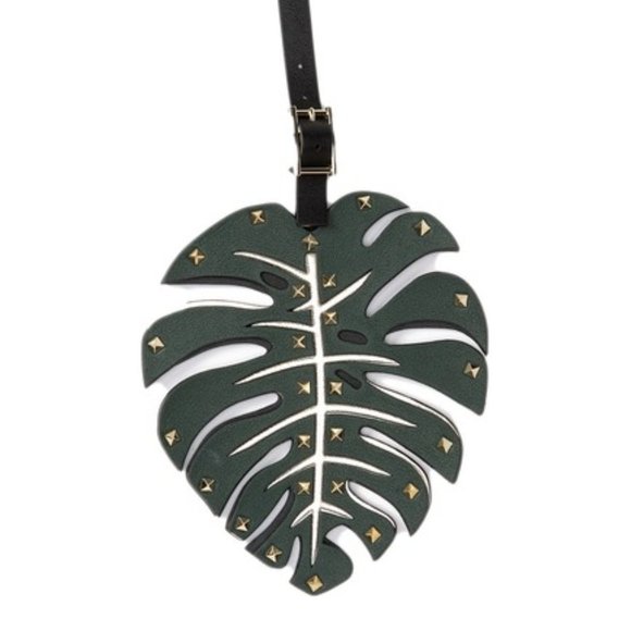 Valentino Accessories - NEW Valentino Leather Studded Leaf Keychain